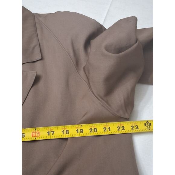 Kristen Blake 100% Wool Trench Coat Belted Sz L 12 Tan Long Winter Vtg USA Flaw - Picture 11 of 16